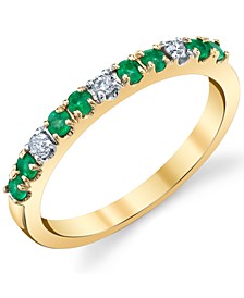 Emerald (1/3 ct. t.w.) & Diamond (1/10 ct. t.w.) Stacking Band in 14k Gold