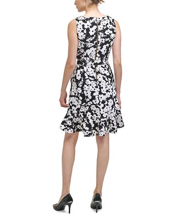 Calvin Klein Floral-Print Ruffled-Bottom Sheath Dress - Macy's