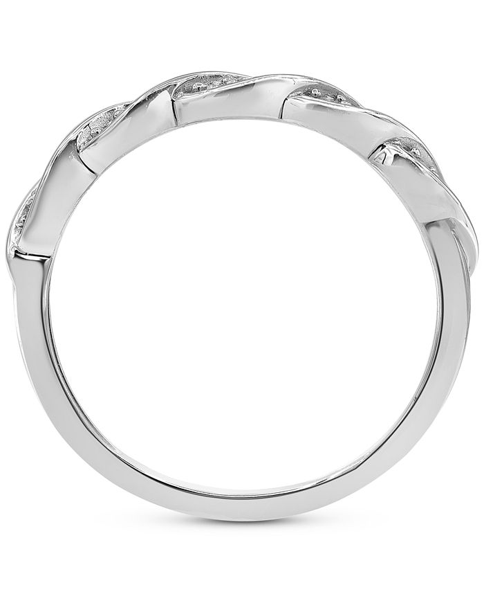 Macy's Diamond Twist Ring (1/10 ct. t.w.) in 10k White Gold - Macy's