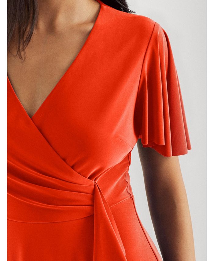 ralph lauren ruffle trim jersey gown