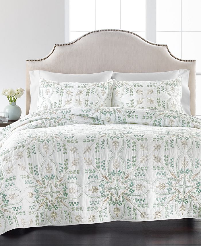 Martha Stewart Collection Embroidered, Macy S Twin Bed Quilts