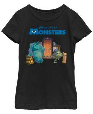 Fifth Sun Kids' Big Girls Monsters Inc-monsters University Door Scene Short Sleeve T-shirt In Black