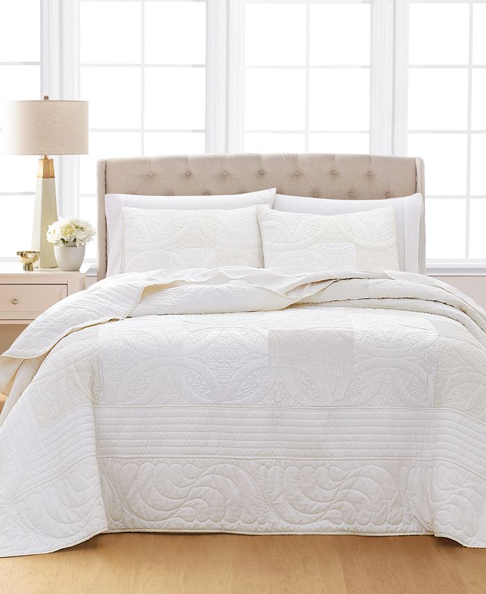 Martha Stewart Collection - Wedding Rings 100% Cotton Queen Bedspread, Created for Macy's