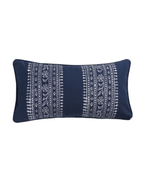 Levtex Valentina Embroidered Decorative Pillow, 12" X 24" In Navy