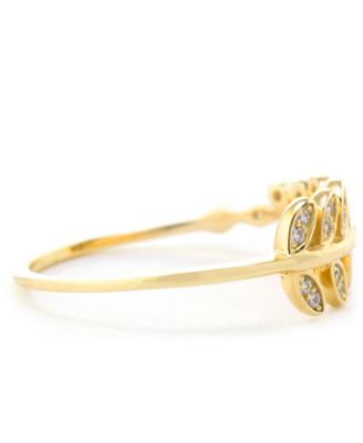 Pav&eacute; Leaf Ring in Sterling Silver (also in 18k Gold-Plated Sterling Silver)