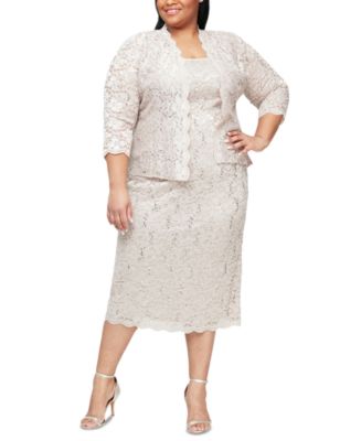 SL Fashions Plus Size 2-Pc. Lace Jacket & Sheath Dress Set - Macy's