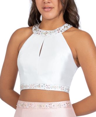 B Darlin Juniors' 2-Pc. Embellished Halter Gown - Macy's