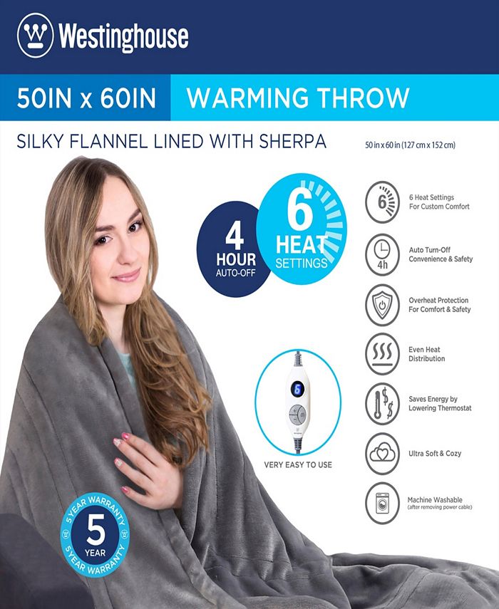 Westinghouse Heated Throw in Micro Velour, 50" x 60" & Reviews
