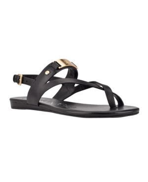 Calvin Klein Women's Sadra Ankle Strap Flat Sandals Women's Shoes