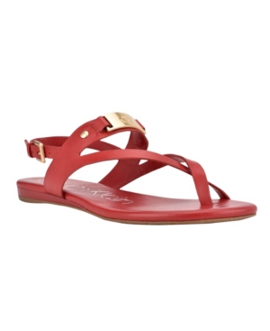 Calvin Klein Women's Sadra Ankle Strap Flat Sandals Women's Shoes