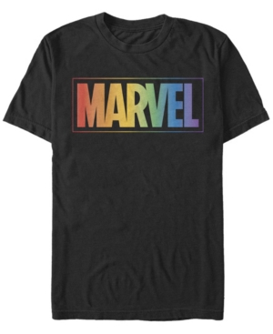 Fifth Sun Men's Rainbow Marvel Short Sleeve Crew T-shirt In Black