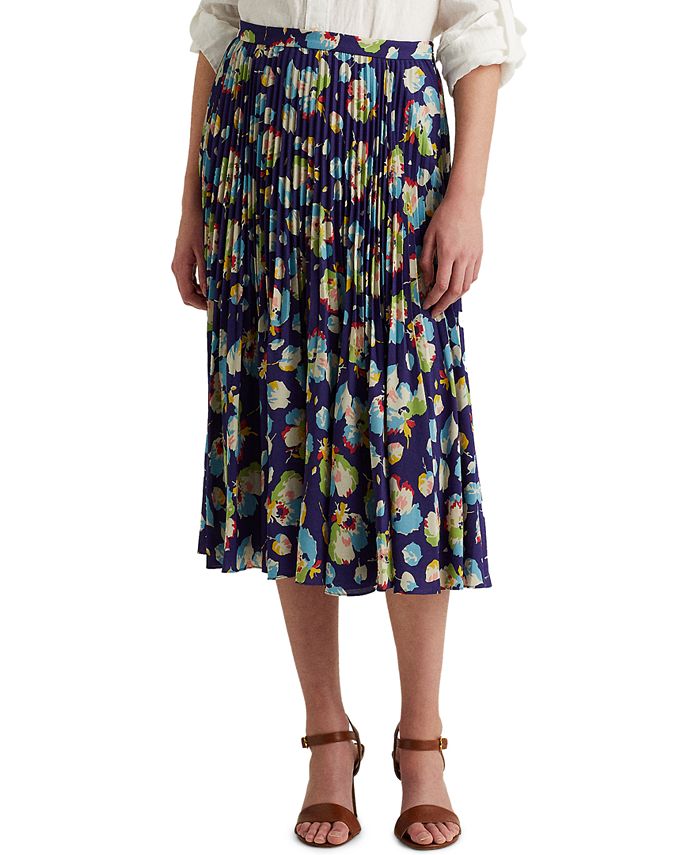 Lauren Ralph Lauren Floral Pleated Georgette Midi Skirt - Macy's