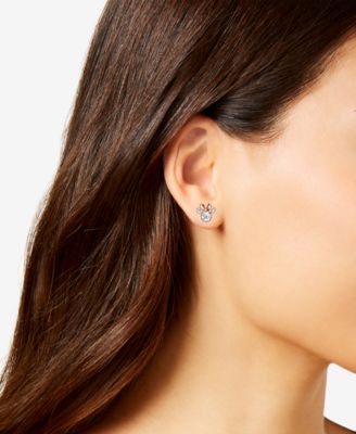 Disney Cubic Zirconia Minnie Mouse Stud Earrings in 18k Rose