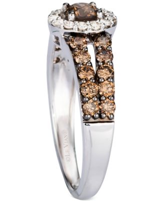 Chocolate Diamond (1 ct. t.w.) & Nude Diamond (1/8 ct. t.w.) Halo Ring in 14k White, Yellow or Rose Gold