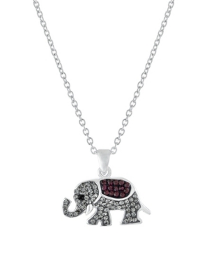 Macy's Crystal Elephant Pendant 16+2" Extender In Silver Plated In Silver
