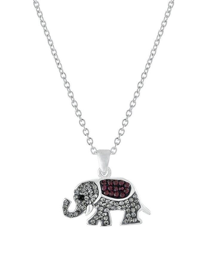 Macy's - Crystal Elephant Pendant 16+2" Extender In Fine Silver Plated