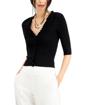 Inc Ruffle-Trim Cardigan Created for Macy's