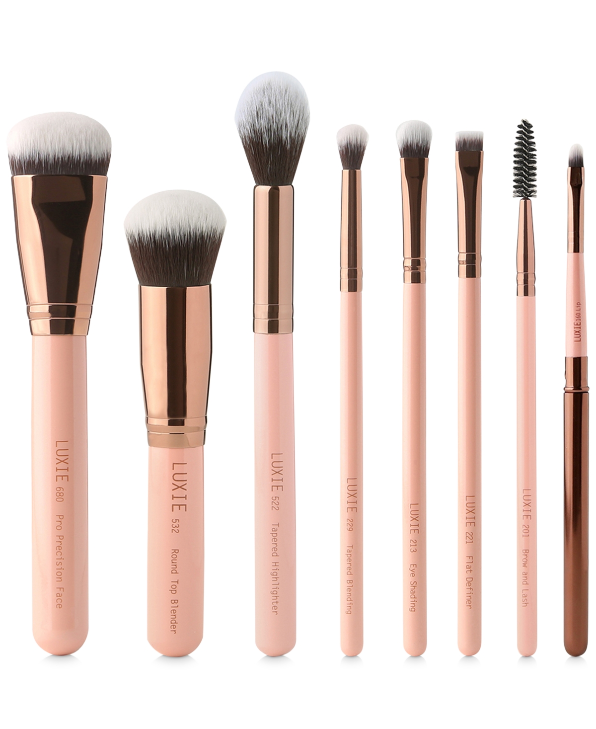 Luxie 8-Pc. Rose Gold Complete Face Brush Set