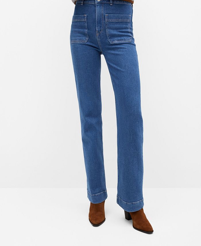 MANGO Women's Pockets Wide Leg Jeans - Macy's