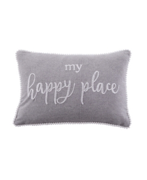 Levtex Pippa Happy Place Decorative Pillow, 12" X 18" In Gray