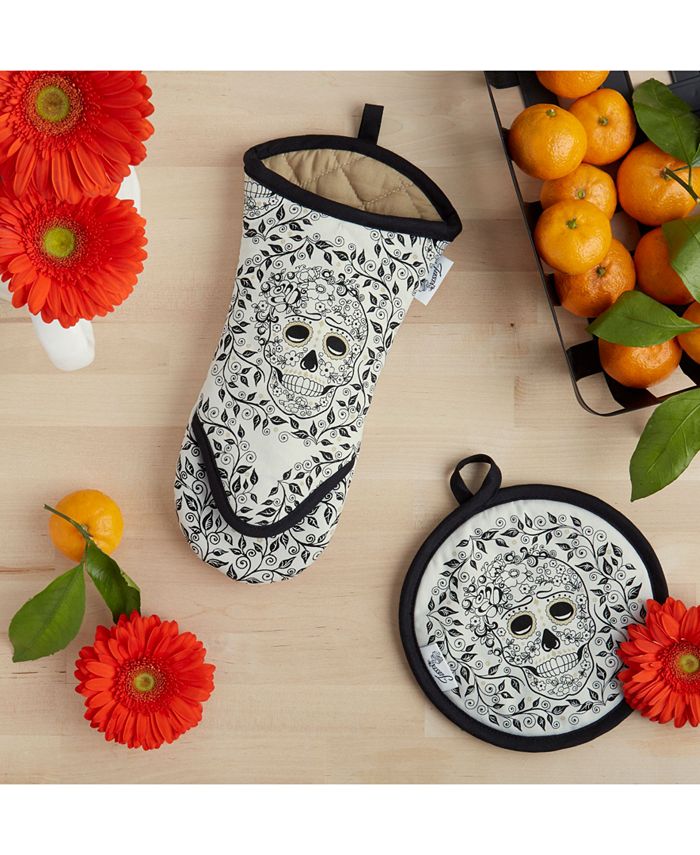Fiesta Skull & Vine 2-Pc. Oven Mitt & Pot Holder Set - Macy's