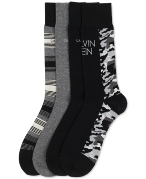 Calvin Klein Mens 4-Pk Assorted Dress Crew Socks