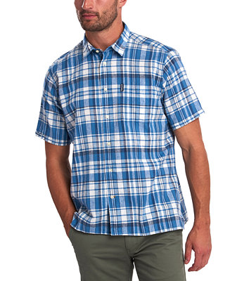 Barbour Men's Tailored-Fit Textured Tattersall Plaid Shirt - Macy's