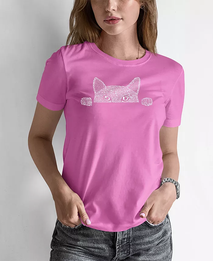 Women's Word Art Peeking Cat T-Shirt