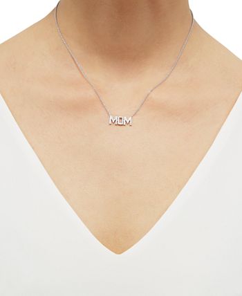 Macy's - Diamond "MOM" 18" Pendant Necklace (1/6 ct. t.w.) in Sterling Silver