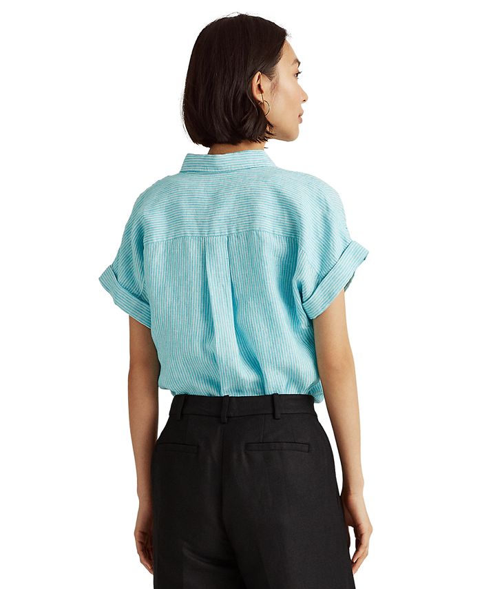 Lauren Ralph Lauren Petite Striped Linen Shirt & Reviews - Tops ...