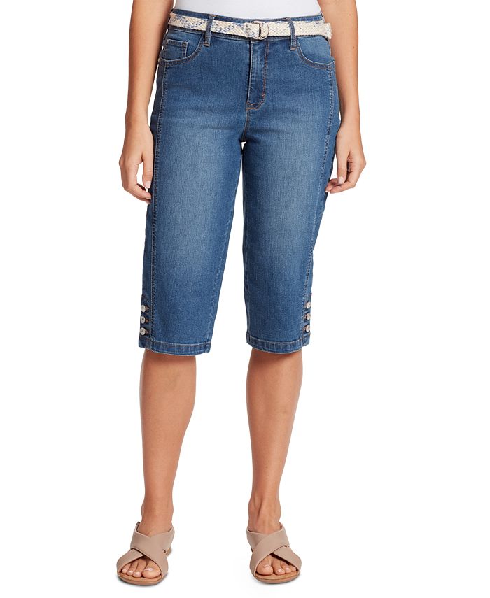 Gloria Vanderbilt Petite Mila Belted Skimmer Pants - Macy's