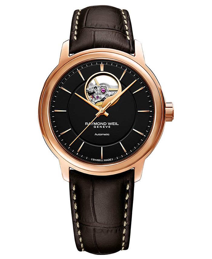 Raymond Weil - Men's Swiss Automatic Maestro Brown Leather Strap Watch 39mm