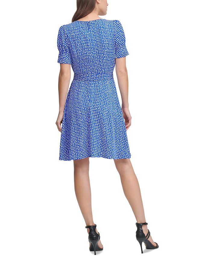 DKNY Printed Puff-Sleeve Dress - Macy's