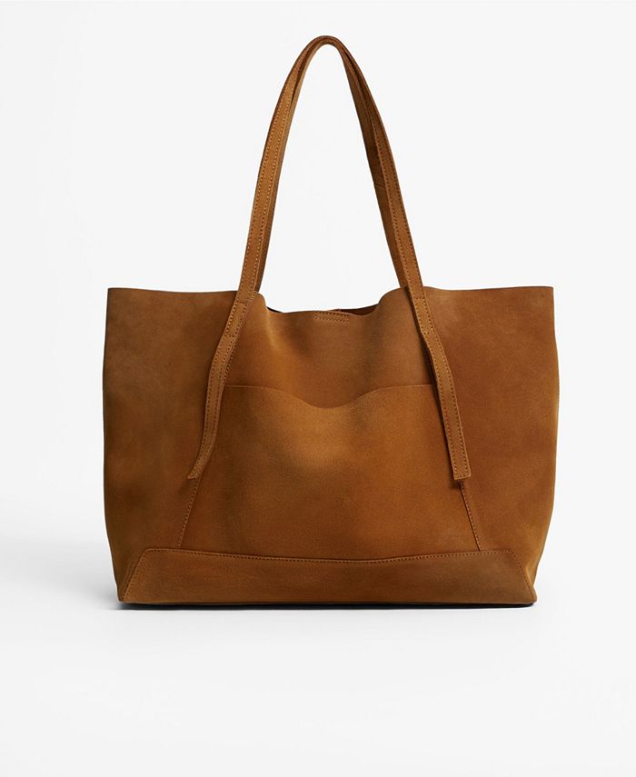 MANGO Women's Leather Shopper Bag - Macy's