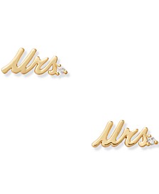 Gold-Tone Pavé Mrs. Stud Earrings
