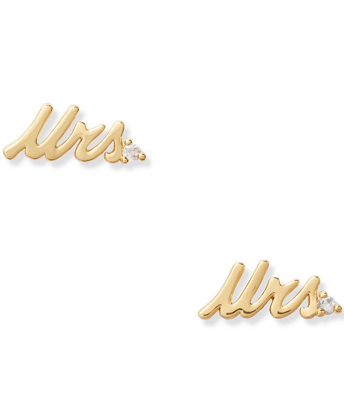 kate spade new york GoldTone Pavé Mrs. Stud Earrings Macy's