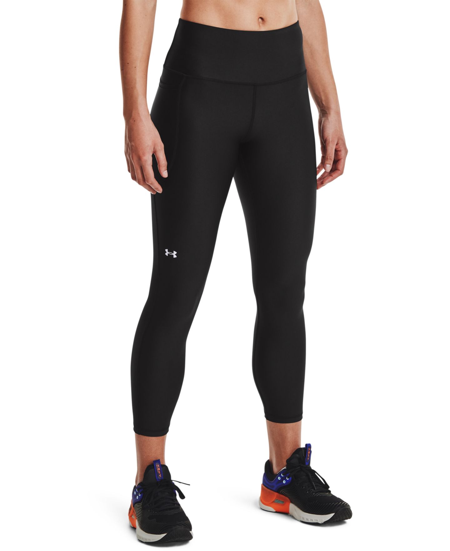 Женские леггинсы Under Armour Tech High-Rise Ankle Length, цвет: Чёрный / Белый — фото 1