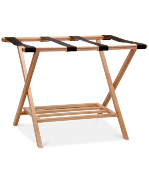 Household Essentials Bamboo Luggage Rack With Tray In Tan