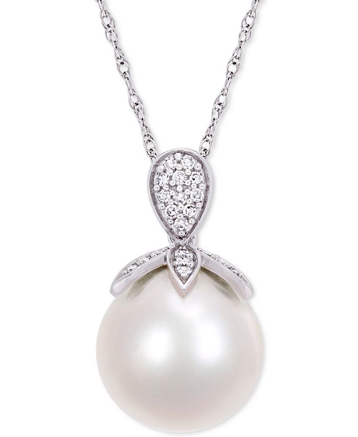 Macy's Pearl Necklace, 14k Gold Cultured Freshwater Pearl Pendant (11mm) -  Macy's