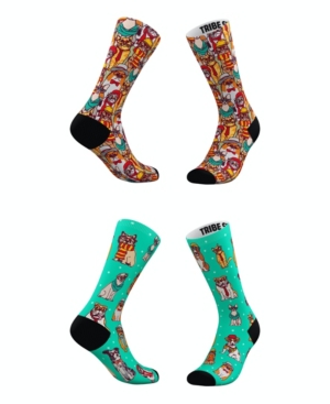 Shop Tribe Socks Men's And Women's Hipster Cat Socks, Set Of 2 In Assorted Pre-pack