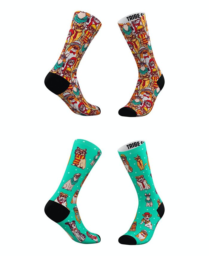 Tribe Socks Men's and Women's Hipster Cat Socks, Set of 2 - Macy's