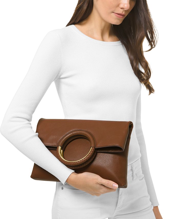 Michael Kors Rosie Large Leather Foldover Ring Clutch & Reviews Handbags & Accessories Macy's
