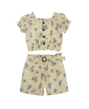 Rare Editions Little Girls Printed Eyelet Short Set 2 Piece Set