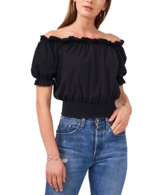 black shoulder top