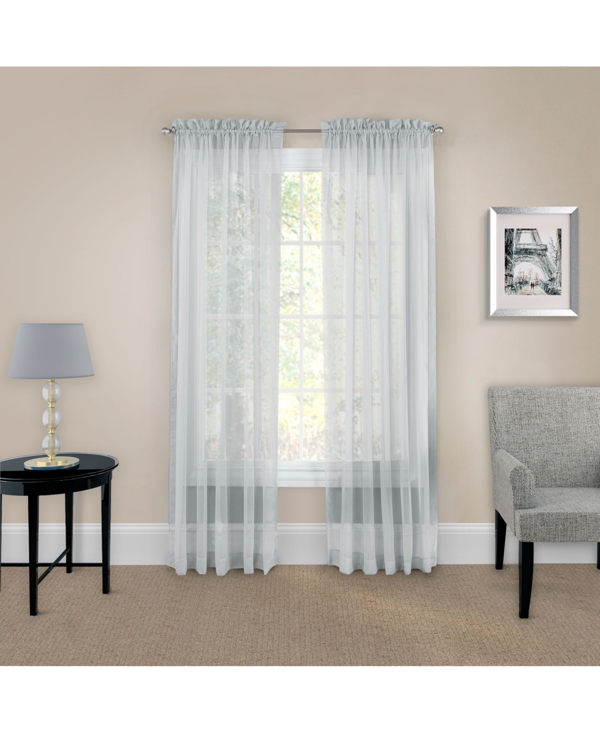Eclipse Pairs To Go Victoria Voile 84" X 118" Curtain Panel, Set Of 2 In Charcoal