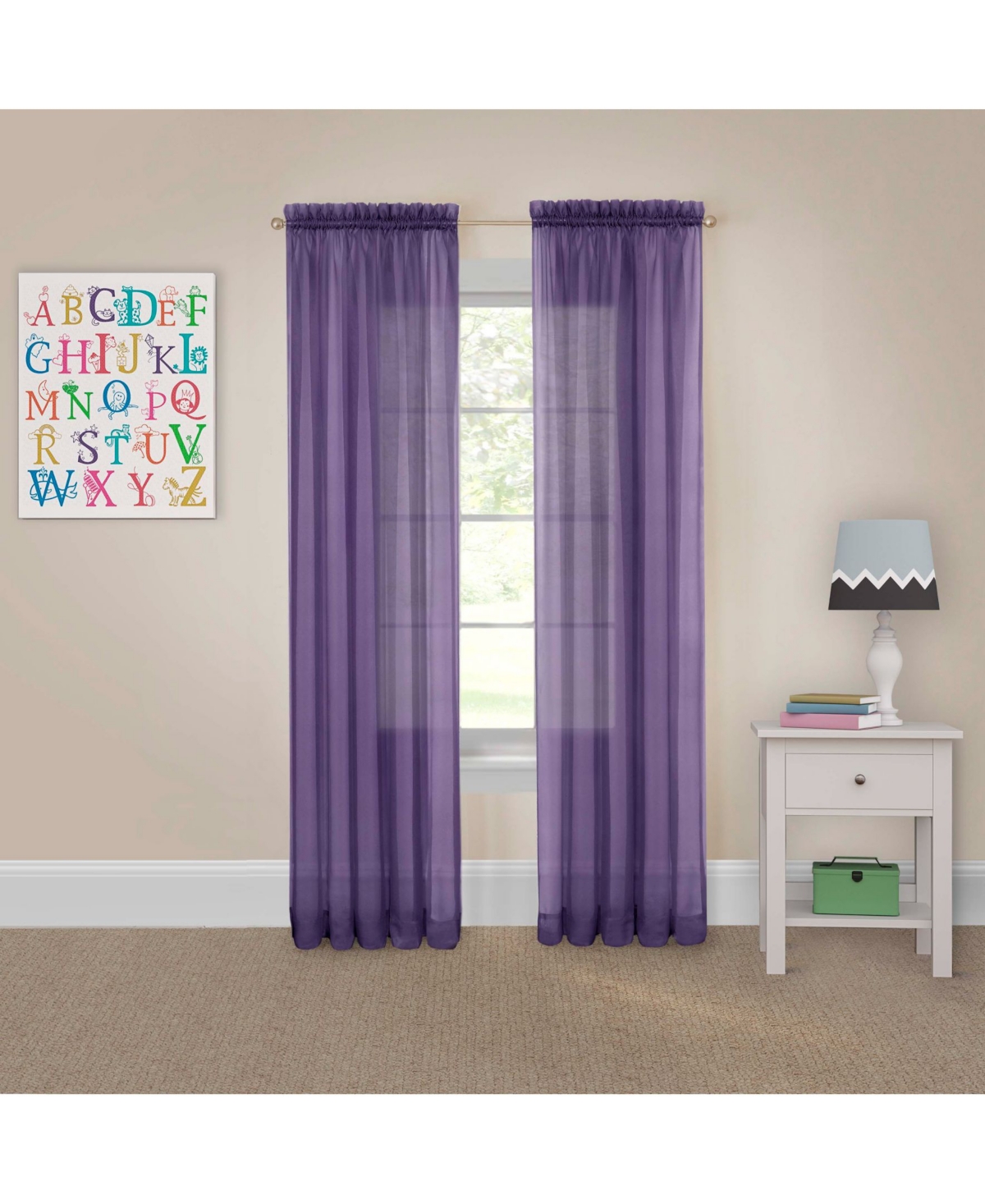 Eclipse Pairs To Go Victoria Voile 84" X 118" Curtain Panel, Set Of 2 In Purple