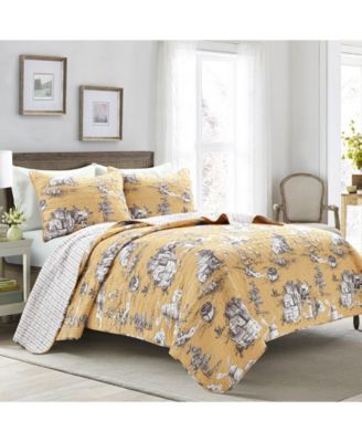 Lush Decor French Country Toile Quilt Set