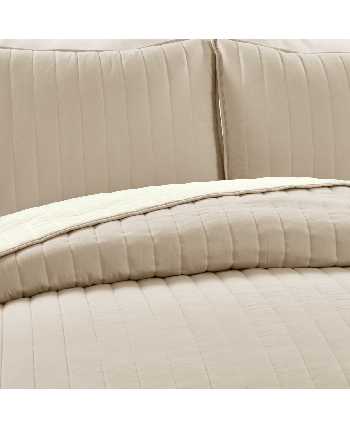 Lush Decor Soft Stripe All Season 3 Piece Quilt Set, Full/ Queen - Ivory