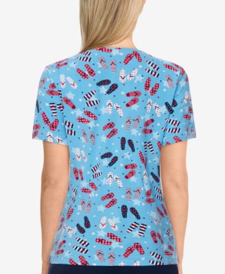 Alfred Dunner Petite Americana Flip Flop-Print Top