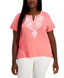 Plus Size Paisley Embroidered Top